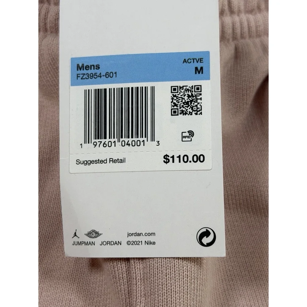 Nike Air Jordan Men's M Wordmark Fleece Sweatpants Faded Pink FZ3954-601 NEW